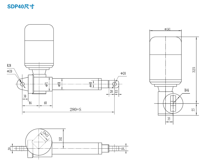 SDP交流電動推桿(圖3) SDP交流電動推桿(圖3)
